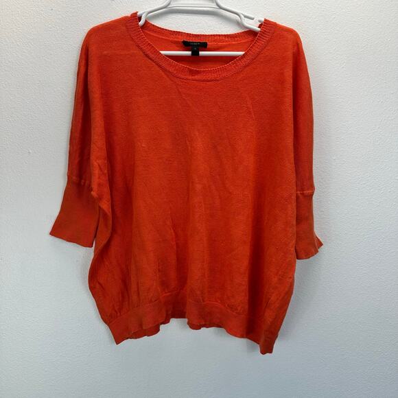 J. Crew Women's Orange 100% Linen Drop Shoulder Swing Sweater A5300 M - Picture 1 of 8